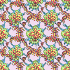 Cartoon vector doodles hand drawn abstraction. seamless pattern