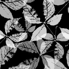 seamless background with leaves, leaf endless pattern