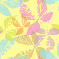 Naklejka na ściany i meble seamless background with leaves, leaf endless pattern