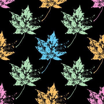 seamless background with leaves, leaf endless pattern