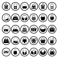 Black handbags icons, vector illustration