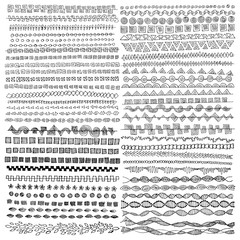 Hand drawn vector line border set and design element. Illustration