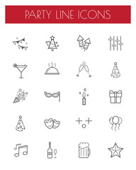 Party line icon set.
