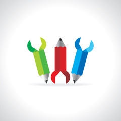 creative pencil with spanner vector illustration