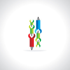 creative pencil with spanner vector illustration