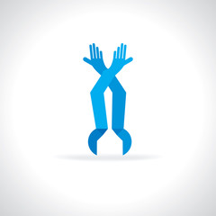 hands connected with spanner vector 