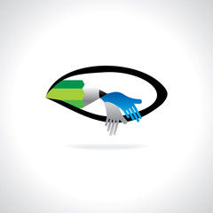 teamwork concept with eye and pencil vector 