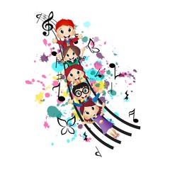 Obraz na płótnie Canvas Happy Kids and Music