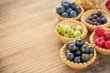Assorted summer berries in tartlet of dough