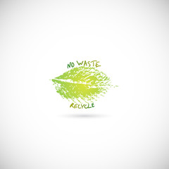 Eco icon with green leaf, vector bio sign on white background