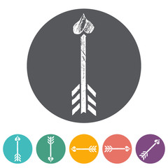 Arrow sign icons flat set of 6. Bow hipster vector grunge.