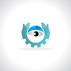 eyes care with hands vector illustration 