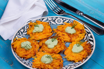 Carrot Pancakes With  Yogurt Sauce