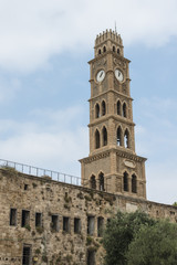 Fototapeta na wymiar Khan Al-Umdan tower, Acre, Israel