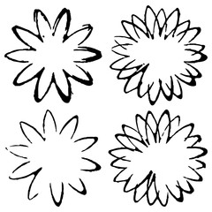 Fototapeta na wymiar Set of grunge flower shapes. Design elements. Vector, watercolor