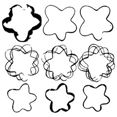 Set of grunge flower shapes. Design elements. Vector, watercolor
