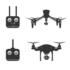 Drone Silhouette Video Aerial Fly Helicopter Camera Vector