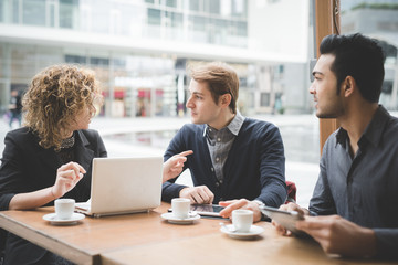 Multiracial business people working outdoor in town
