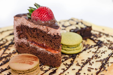 Piece of chocolate cakes with warm fudge sauce.