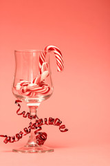Broken Candy Cane in a Wine Glass
