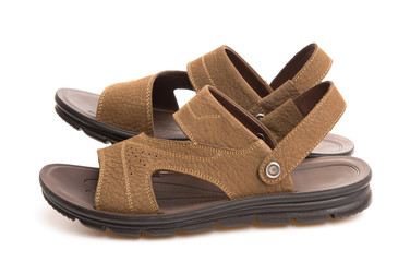 pair of brown leisure sandal on white background