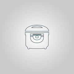 Electric Cooker icon on gray background. 