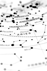 Aries star map zodiac.
Star sign Aries on an astronomy star map.