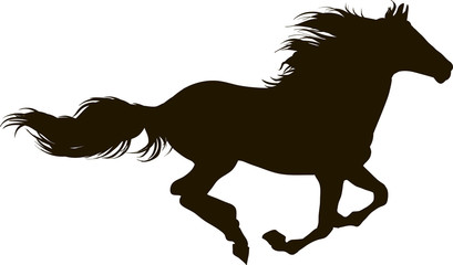 Drawing the silhouette of running horse - 87807501