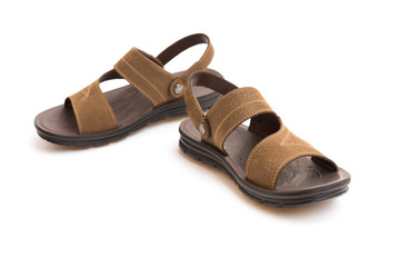 pair of brown leisure sandal on white background