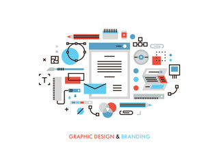 Graphic design flat line illustration
