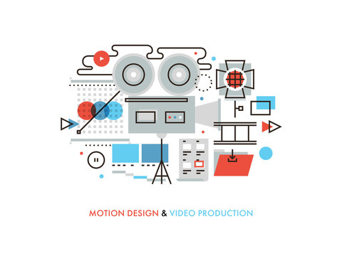 Video production flat line illustration