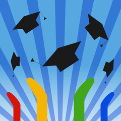 Graduation Hats Throwing High
