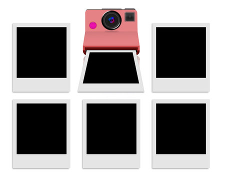 Instant camera with a blank photo 

