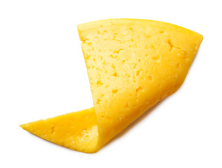 Slice of cheese isolated on white