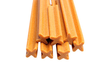 Dental hygiene treats for dogs, isolated on white background