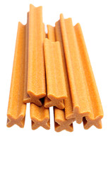 Chewy treats for dogs, isolated on white background