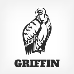 Bird vulture icon. Vector black outline icon illustration