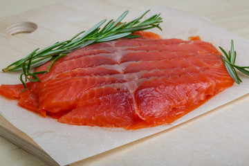 Sliced salmon