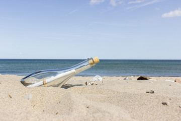 Message in a Bottle on the sandy beach