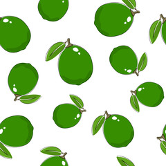Seamless Pattern of  Lime , Fruit Pattern, Citrus Pattern, Vector Illustration