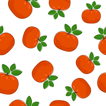Seamless Pattern of  Mandarin , Fruit Pattern, Citrus Pattern, Vector Illustration