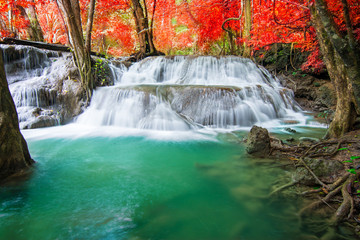 beautiful waterfall in tropical forest 