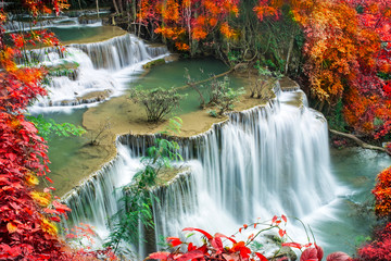 beautiful waterfall in tropical forest 