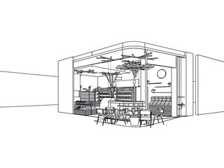 outline sketch of a interior