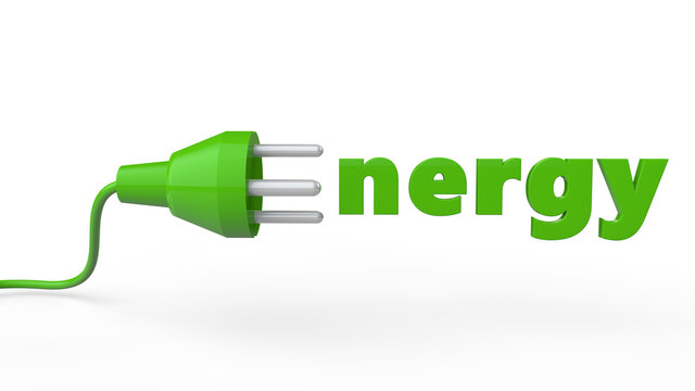 3d electric plug green energy concept