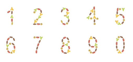 a set of numbers composed of pet food (cat or dog) labels to cre