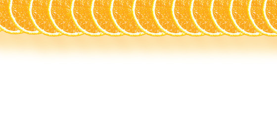 Orange halves background with space for text on a white backgrou