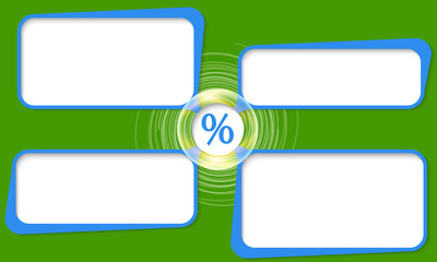 Four connected frames for your text and percent symbol