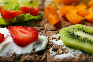 Tasty vegetarian sandwiches, close up