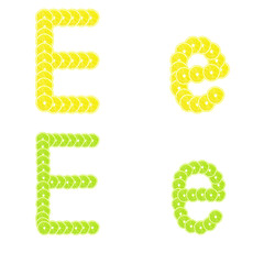 Letters stacked slices of lemon and lime to create inscriptions